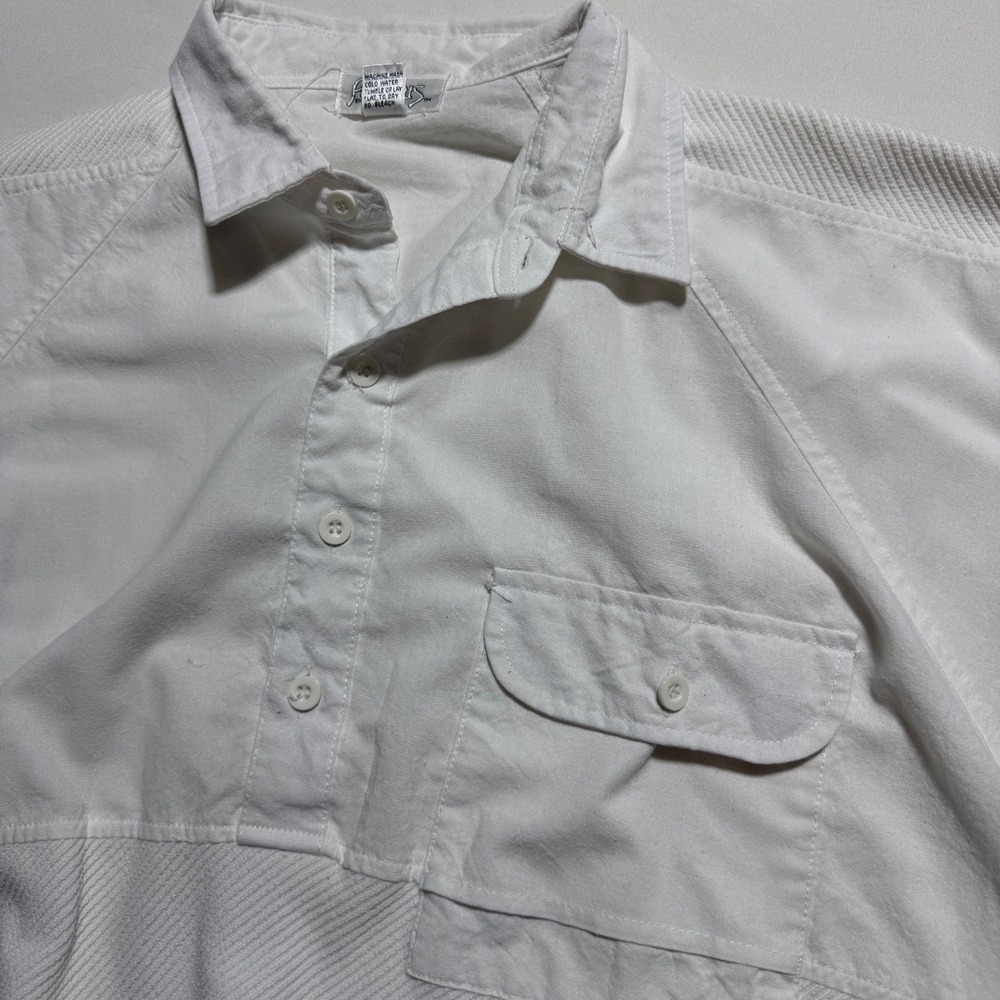 Alexxus Vintage White Textured Banded Bottom Polo Shirt Mens XL Retro 90s Taiwan - Picture 6 of 9